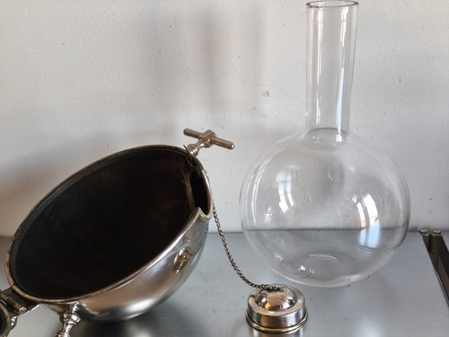 Antike schwedische Kaffeepumpa Kaffeemaschine Glaskugel im Metallhalter Vintage - Bild 4 von 14