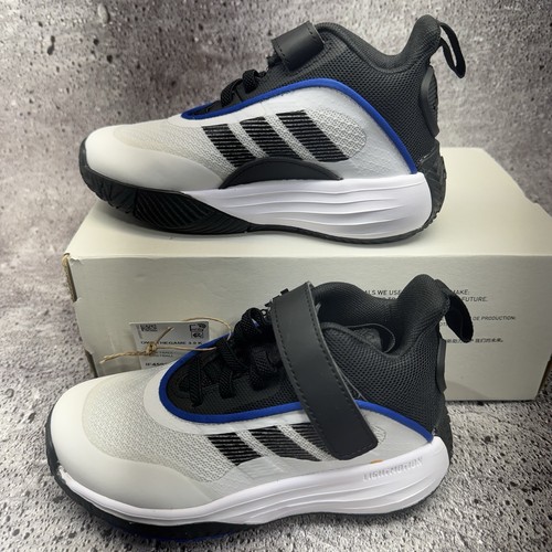 adidas Own The Game 3.0 K White/Black/Blue Youth Sneakers Sz 11 *NEW* - Picture 3 of 7