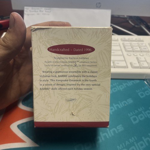 Hallmark Keepsake Ornament Holiday Barbie 1996 Purple Dress Christmas Decoration - Picture 2 of 4