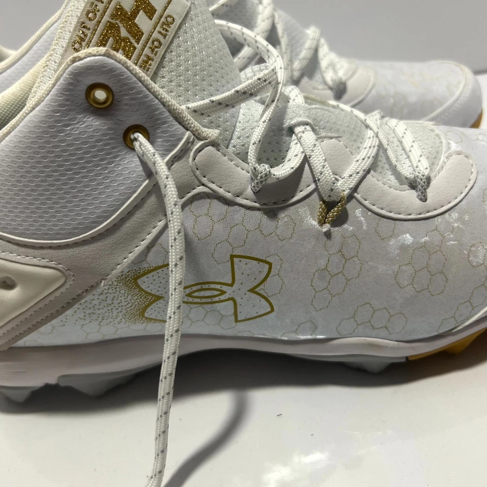 Botines de béisbol Under Armour Harper 8 Mid RM 3026592-100 para hombre 13 zapatos blancos Foto 3 de 4