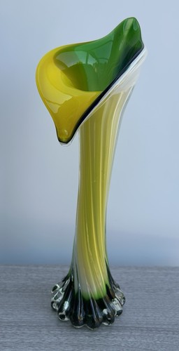 Murano Calla Lily Art Glass Hand Blown Tall Jack In Pulpit Vase - Picture 2 of 6