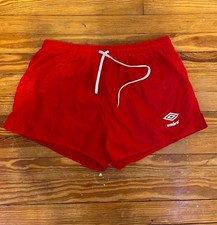 Vintage 80's Umbro Red Nylon Athletic Football Futbol Soccer Shorts Large