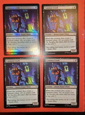 4X PLAY SET: MTG: SPIDER-MAN, COMMON CROOK, 1 FOIL & 3 REG FINISH, 053,BNM