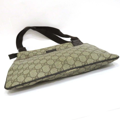 Gucci GG Supreme Shoulder Bag 141626 Beige Brown PVC Zip Mens - Picture 6 of 11