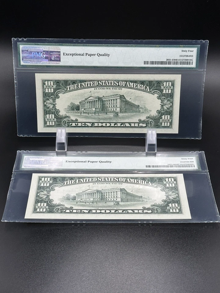 1995 $10 DOLLARS- 2 MATCHING SERIAL Numbers Very Nice Piece For Your Collection - Image 2 of 4