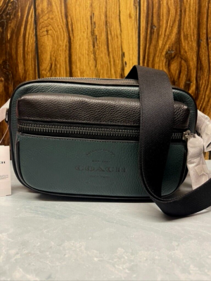 BNWT Coach Men's Thompson Small Camera Bag Pebble Leather C6584
