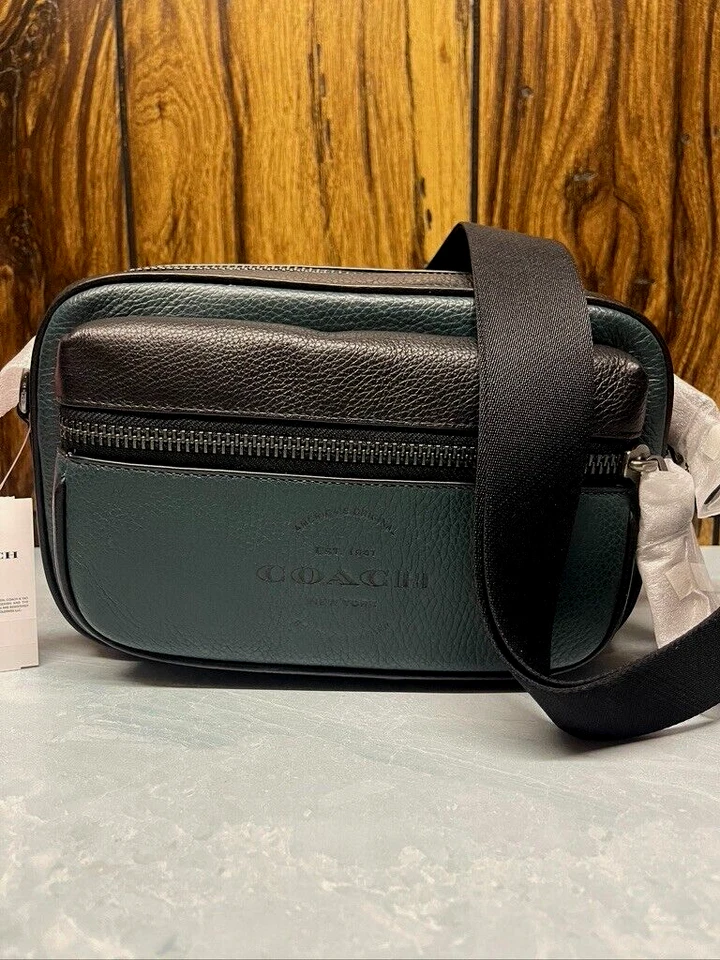 BNWT Coach Men's Thompson Small Camera Bag Pebble Leather C6584 Forest Green - Image 2 of 4