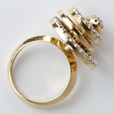 Flat Circle Motion Ring With Diamonds 14k Gold FL829