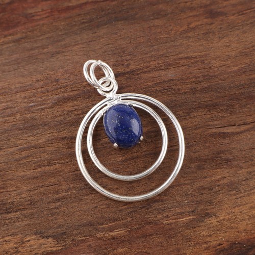 Lapis Lazuli Gemstone Handmade 925 Sterling Silver Jewelry New Year Gift Pendant - Picture 2 of 5