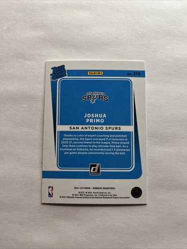 2021-22 Panini Donruss - Rated Rookie #212 Joshua Primo (RC) - Picture 2 of 2