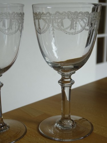SAINT LOUIS 2 ANCIENS VERRES VIN ROUGE CRISTAL MOD MILLET ht 13 cm 1920 lot n°2 - Picture 6 of 6