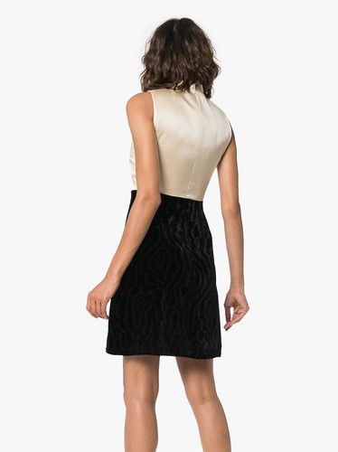 New Authentic Gucci A-Line Bow Dress Velvet Satin Cream Black Size 44 - Picture 6 of 12