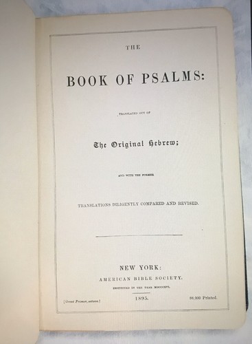 Vintage Book Of Psalms 1895 Like New Leather Cover - Imagen 4 de 5