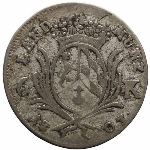 1803 6 Kreuzer Germany Electorate of Bavaria Coin Maximilian Josef IV (MO1717-) - Picture 2 of 2