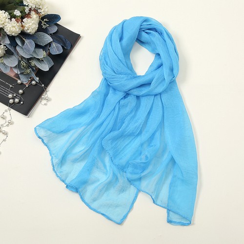 Chiffon Hijab Solid Color Long Scarf Women Muslim Turban Shawl Headscarf Stole - Picture 23 of 46