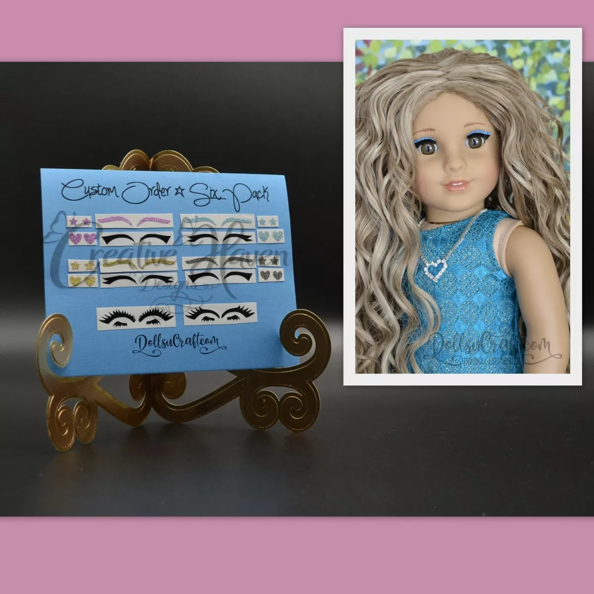 American Girl Doll Accessories CUSTOM 6 PACK Eyeliner Lashes