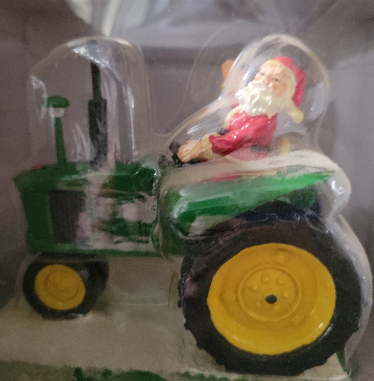 JOHN DEERE Holiday Christmas STOCKING HOLDER, Cast Iron Santa On A