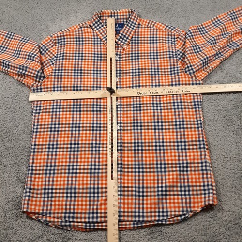 Wool & Prince Shirt Mens XL Orange Blue Worsted Wool Button Down - Picture 6 of 16