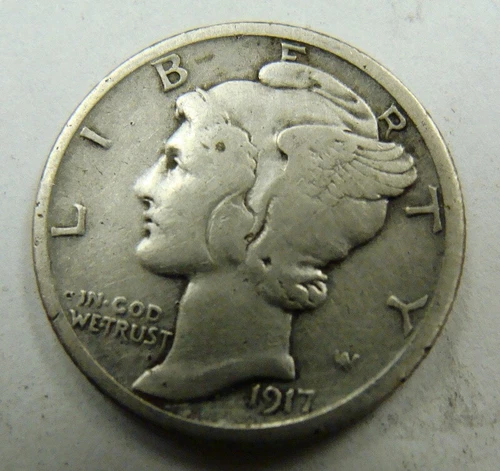 1917 S FINE/VF  MERCURY DIME, FREE SHIPPING