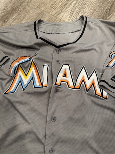 Majestic Authentic Fernandez # 16 Miami Marlins MLB Jersey Grey Road Sz 48 - Picture 7 of 12