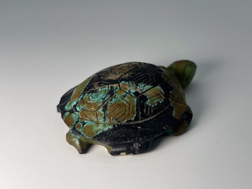 Finest Chinese Antique Carved Tibetan Turquoise Turtle Fetish / Effigy 530 Cts - Picture 3 of 7