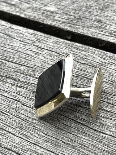 Gemelos de ónix de plata esterlina Elvik Noruega Norwegian Anderson de colecc... - Imagen 4 de 7