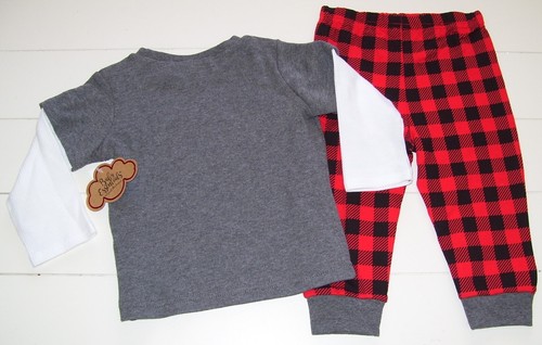 Baby Essentials 2 Pc LS Farm Truck Christmas Tree Shirt Plaid Pants Outfit 12M - Picture 4 of 4