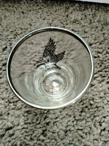 Canada Grouse Whiskey Schnapsglas Federal Glas Silberrand Bar Barware Vintage - Bild 3 von 3