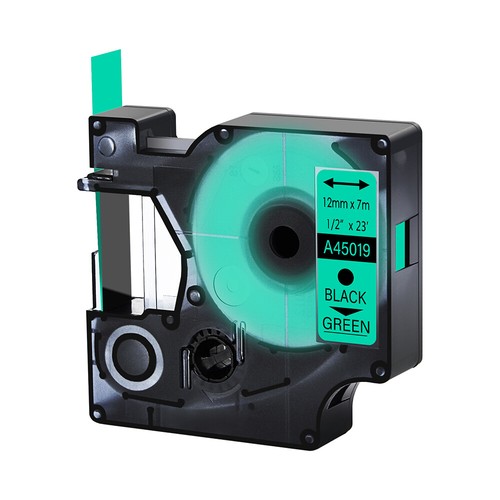 D1 45019 Black on Green Label Tape Compatible for DYMO LabelManager 100 200 120P - Picture 4 of 10