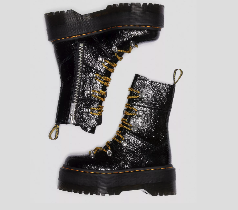 靴 Dr.Martens GHILANA MAX DR. MARTENS GHILANA MAX DISTRESSED PATENT LEATHER PLATFORMS MSRP