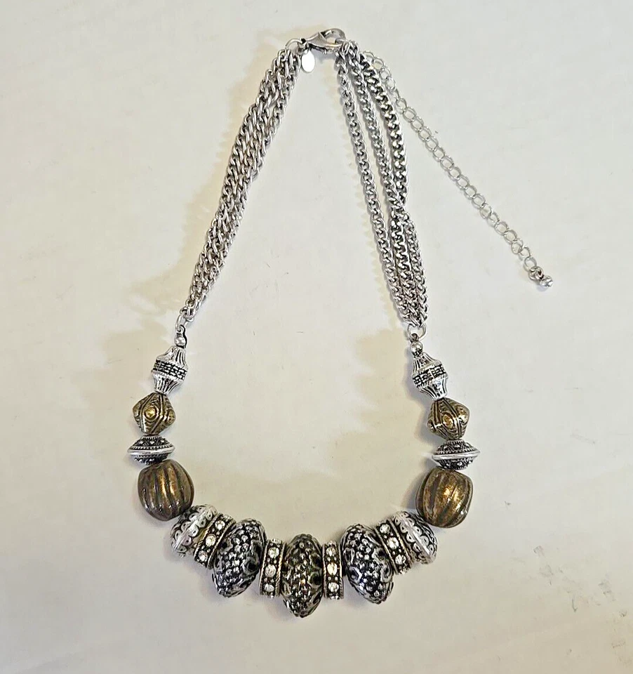 Collar Isabella Premier Designs Plata y Latón Estrás Rondeles 16" a 20" Foto 4 de 4