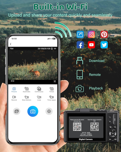 5K Digitalkamera für Fotografie - Wifi 75MP Vlogging Kameras für Youtube - UHD - Bild 5 von 7