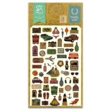 CUTE TRAVEL STORY STICKERS Sheet Car Plane Kraft Paper Craft Scrapbook Sticker