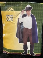 Cape Medieval Renaissance Adult Blue Costume And Brown Gloves New