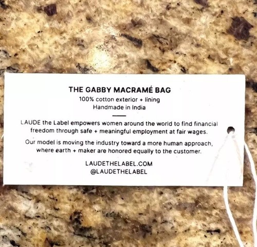 LAUDE THE LABEL Gabby Mini Bolso Macramé Negro Curadora Rachel Zoe Nuevo con Etiquetas - Imagen 3 de 14