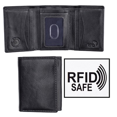 Cruz Luxury Designer Men&#39;s Black Leather Trifold Wallet RFID Safe New Boxed | eBay