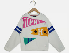 Tommy Hilfiger Girls Sweater with Bright Pennant Flag Logo - Girls Size 10