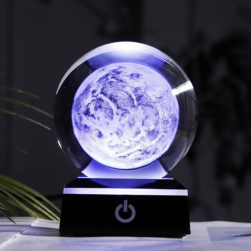 Bola grabada láser 3D globo planetario sistema solar cristalino 80 mm con interruptor táctil - Imagen 13 de 33