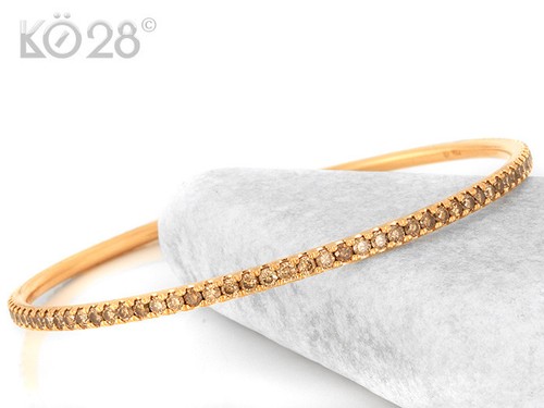 Armreif Diamant 750/- Roségold 98 Brillanten 3,86ct cognacfarben 20,5 cm (21169) - Bild 4 von 7