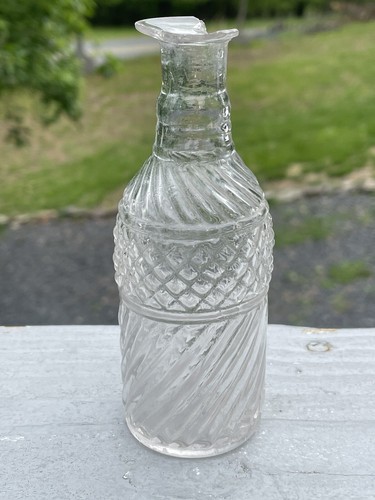 Antique Boston & Sandwich Glass Co. Blown Three Mold Cruet Oil Bottle Clear 1800 - Picture 10 of 10