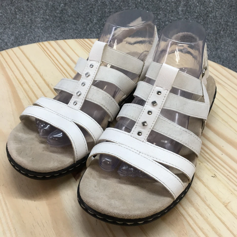 Sandalias Croft And Barrow para mujer 9 M Etude con tiras con tirantes de cuero sintético blanco Foto 3 de 4