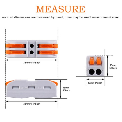 Wire Cable Connectors Splitter Compact Conductor 2/3 Pin Push-in Terminal Block - Picture 8 of 44