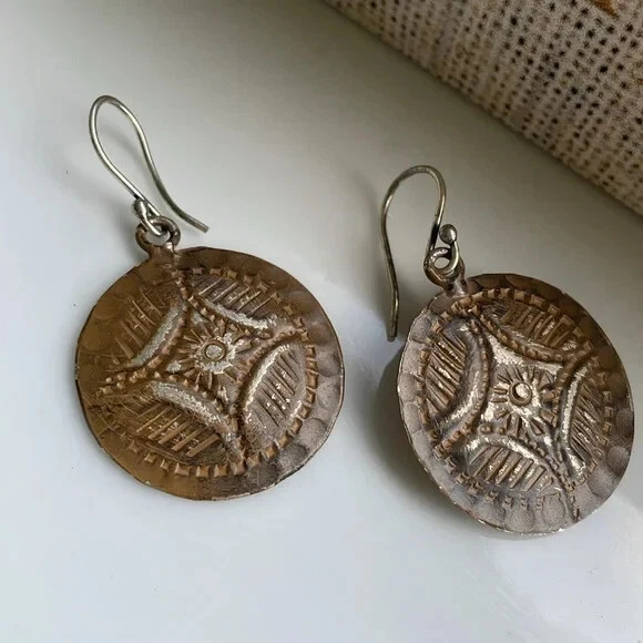 Ремесленник богемное анджу ацтеков металлический сделано в Индии серьги новый с Ярлыками - Изображение 4 из 4