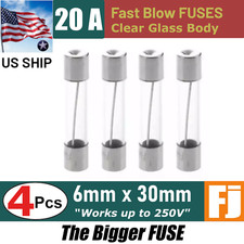 4 Pcs Fast-Blow Fuse 20A 250V Glass Fuses 6 x 30 mm (20 amp) | US Ship