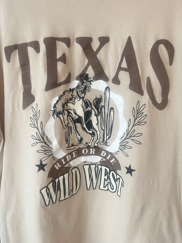Charlotte Russe T-Shirt Damen XL beige Texas Rodeo Cowboy Tee Kurzarm NEU - Bild 5 von 9