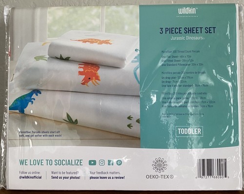Wildkin Kids Toddler Sheet Set 3Pcs Jurassic Dinosaurs - Picture 4 of 6