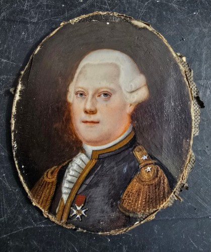 MINIATURE PEINTE PORTRAIT BRIGADIER DU ROY GRATTIER EP.XVIIIÈME - Zdjęcie 2 z 10