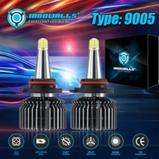 8-Sides 360° 9005 HB3 LED Headlight Bulbs Kit High Beam Super White Bright 6500K