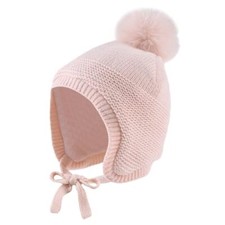 Basic Winter Baby Boys Beanie Pompom Knitted Girls Hat 0-6 Months Pink Hat