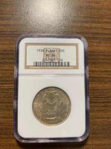1936-P Albany Silver Half Dollar Commemorative 50C NGC MS 66 RARE 